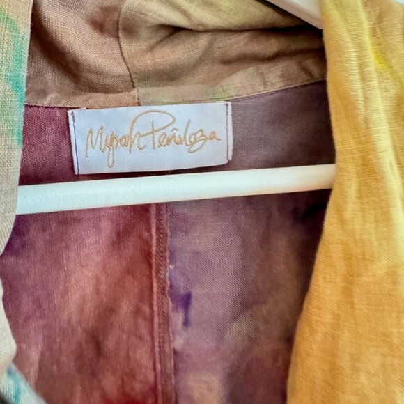 Myrah Penaloza Rainbeau Linen Amma Gown Bottanical Tie Dye Handmade Dress Lmt Ed - Picture 5 of 5